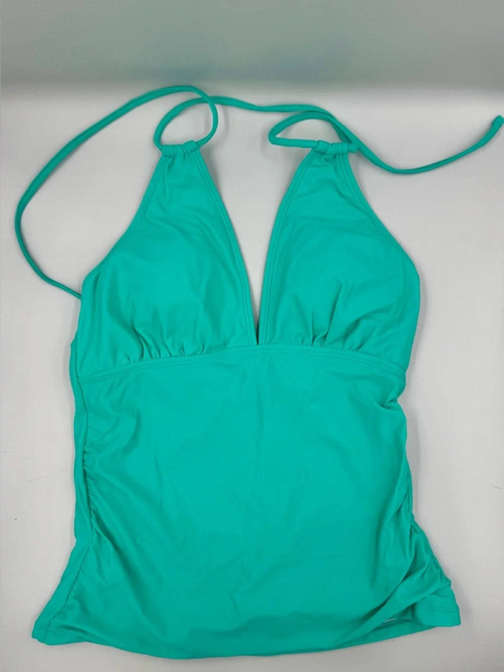 Yonique NWT Teal Halter Tankini Set with Floral Swim Skirt Size Small